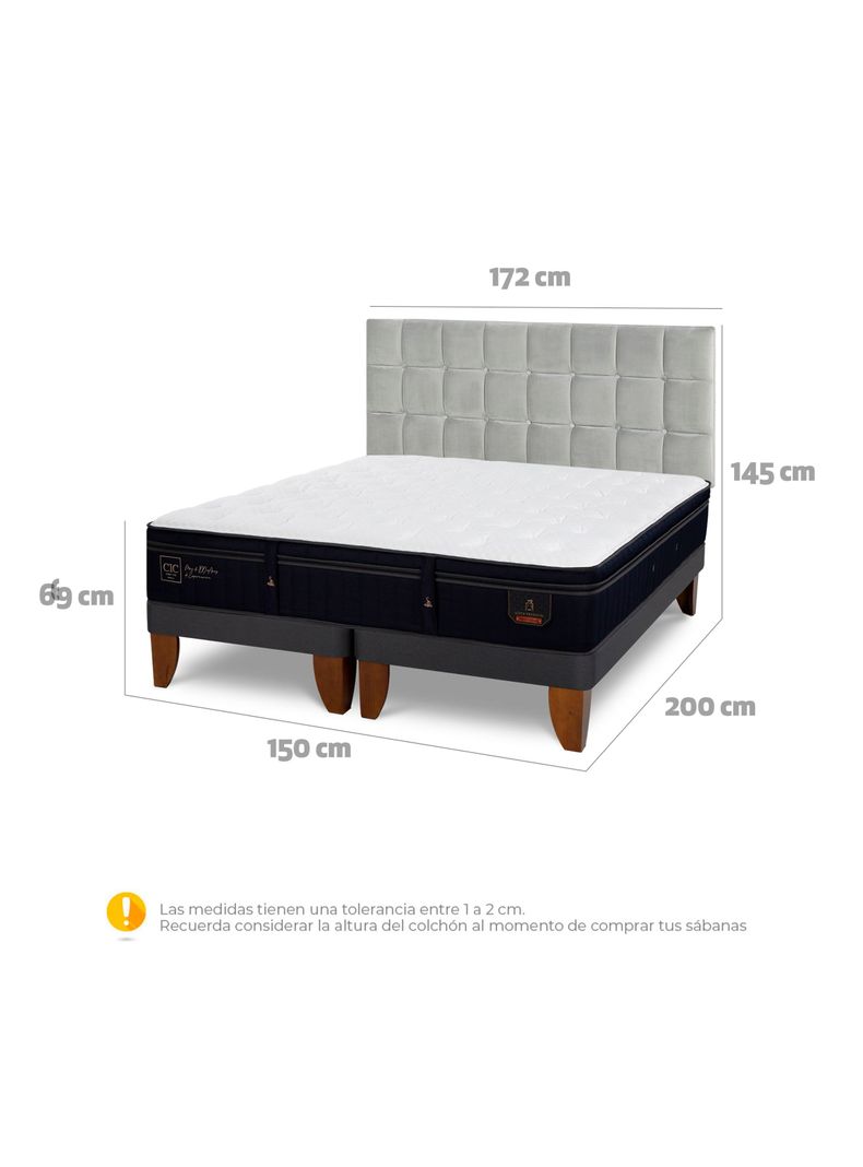 Cama Europea Super Premium 2 Plazas Base Dividida Respaldo Sile-1