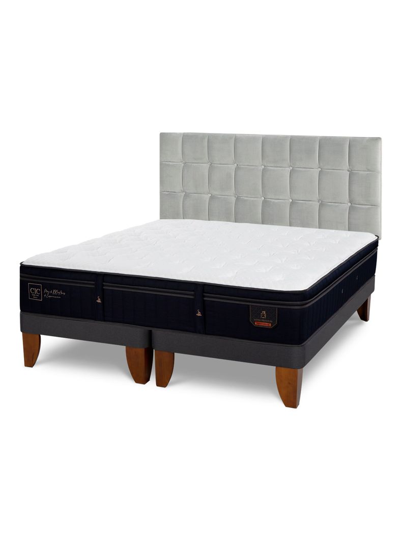 Cama Europea Super Premium 2 Plazas Base Dividida Respaldo Sile-0