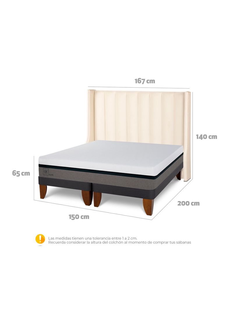 Cama Europea Balance 2 Plazas Base Dividida Respaldo Panaro-1