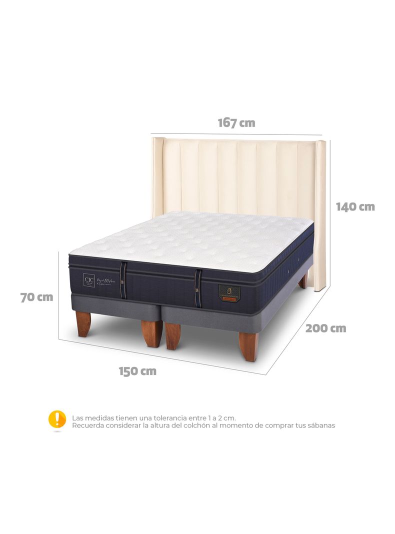 Cama Europea Grand Premium 2 Plazas Base Dividida Respaldo Panaro-1