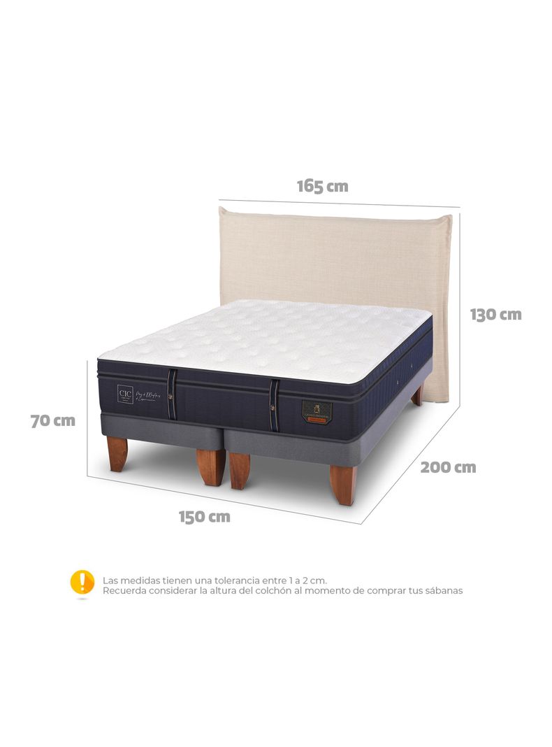 Cama Europea Grand Premium 2 Plazas Base Dividida Respaldo Tíber-1