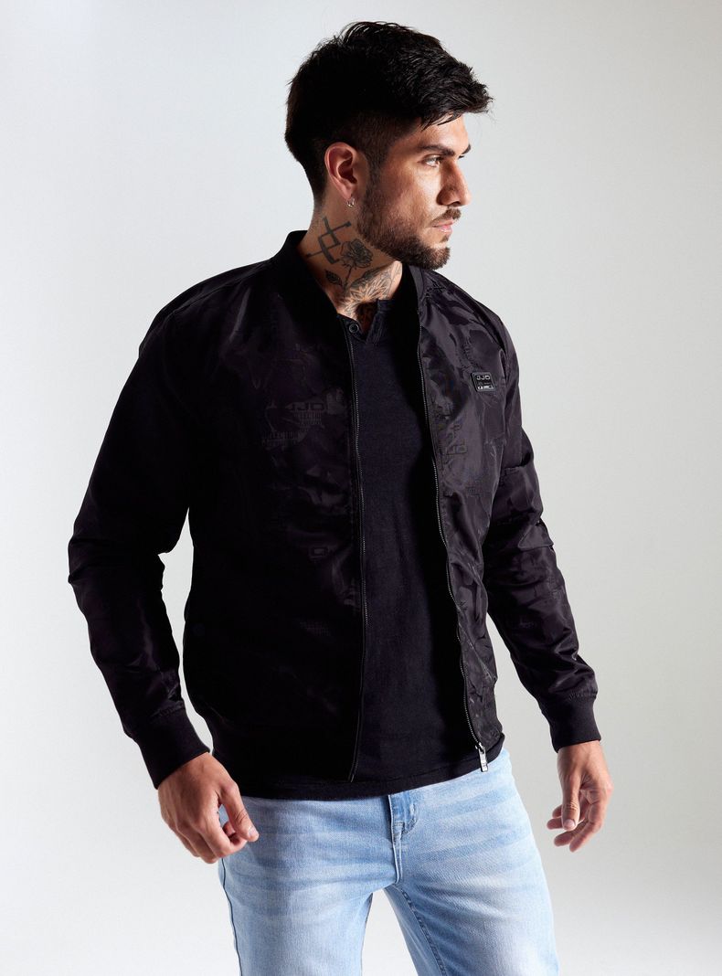 Chaqueta Delgada Bomber Tejido Jacquard-0