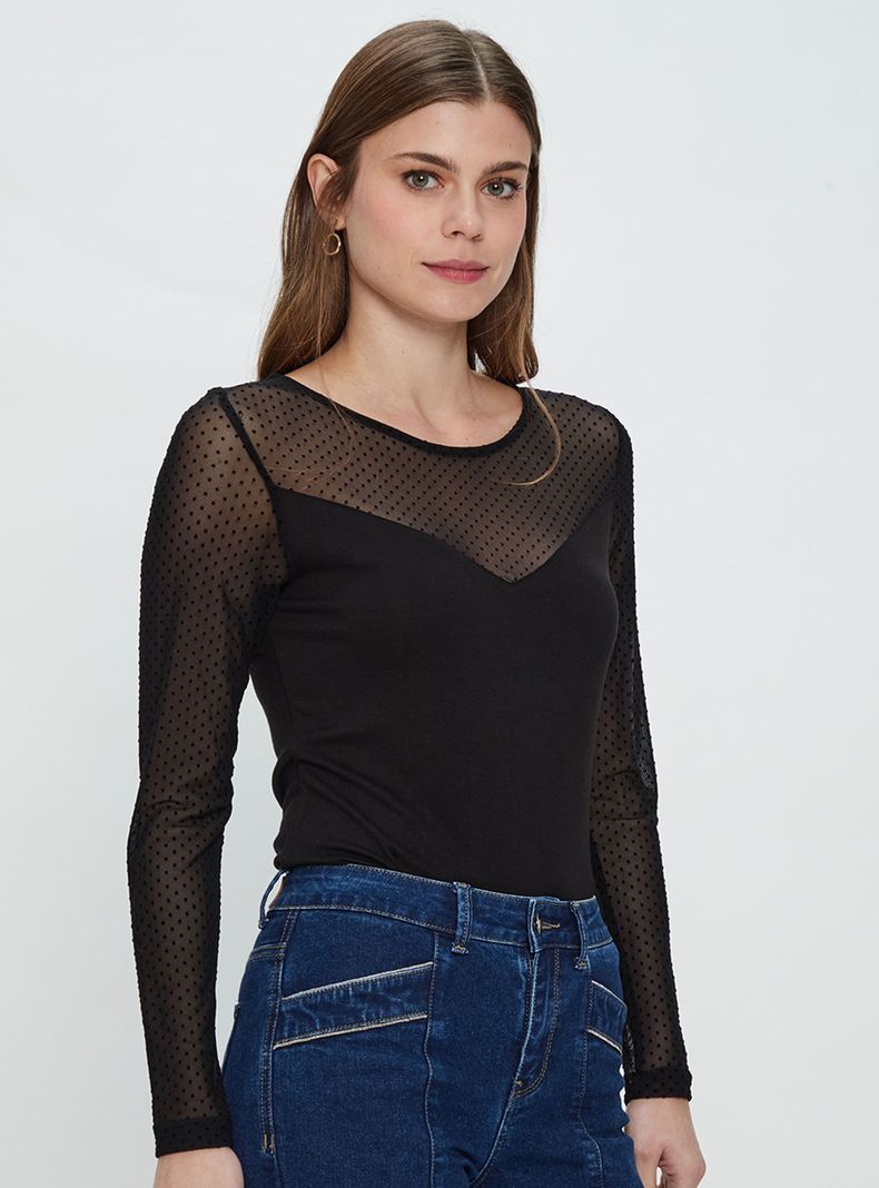 Polera Negra Transparente Poleras Transparentes Polera Manga Larga