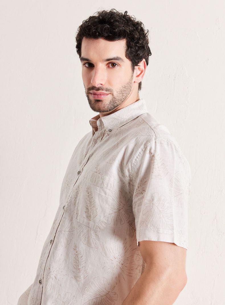 Camisa de Vestir Manga Corta Algodón Print-2