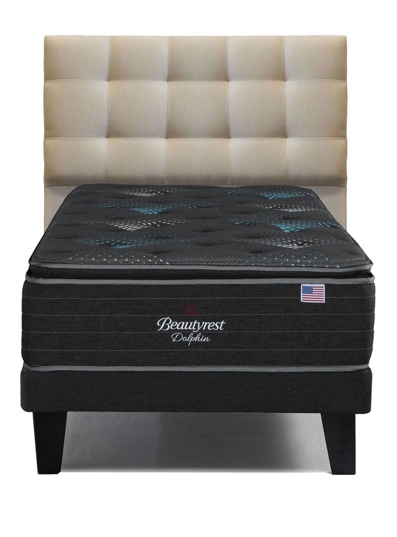 Cama Europea Dolphin 1.5 Plazas + Respaldo Tignes Arena