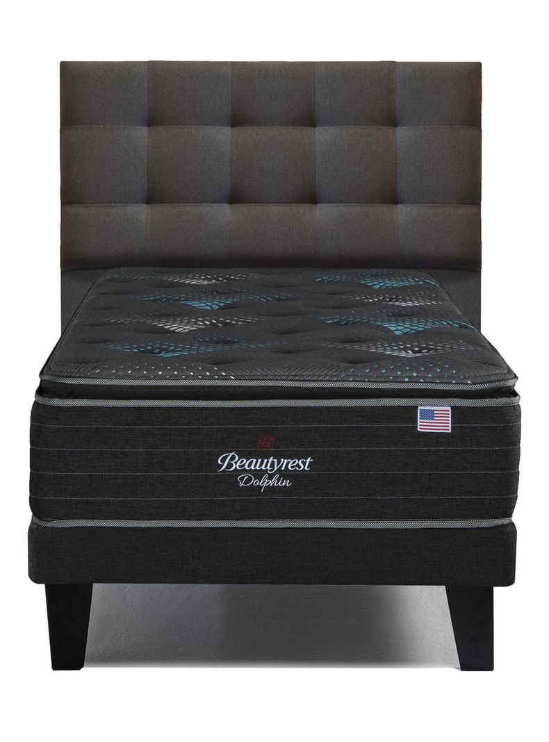 Cama Europea Dolphin 1.5 Plazas + Respaldo Tignes Marengo-0