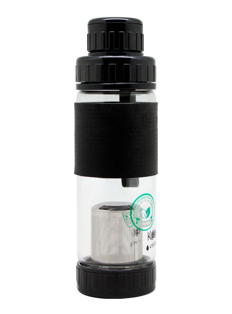 Botella Te Vidrio 410 ml Negro-0