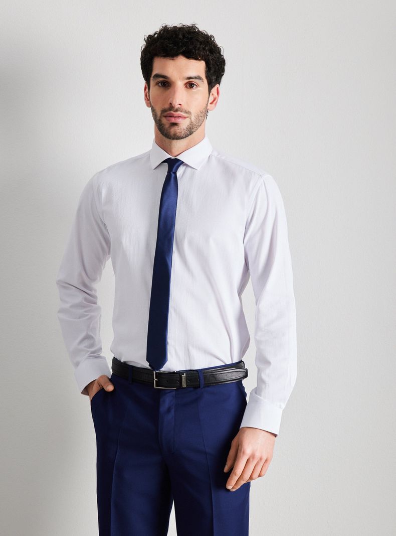 Camisa de Vestir Lisa y Texturada Slim Fit-0