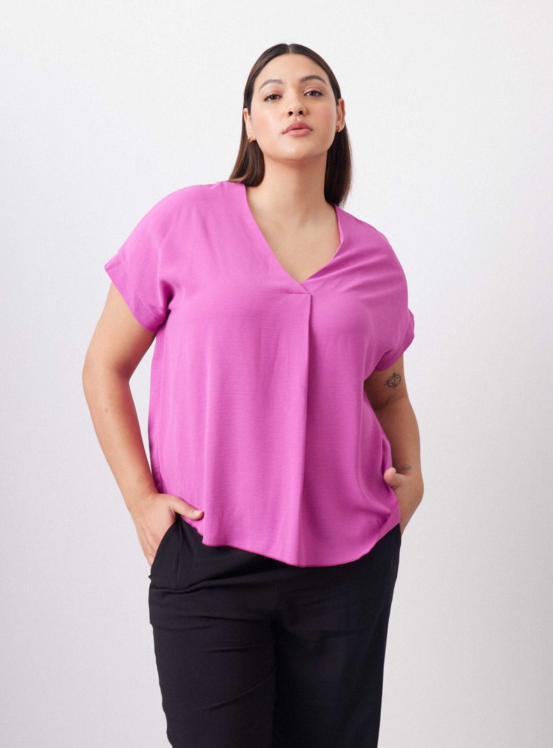 Blusa Cuello V con Pinza en Escote-0