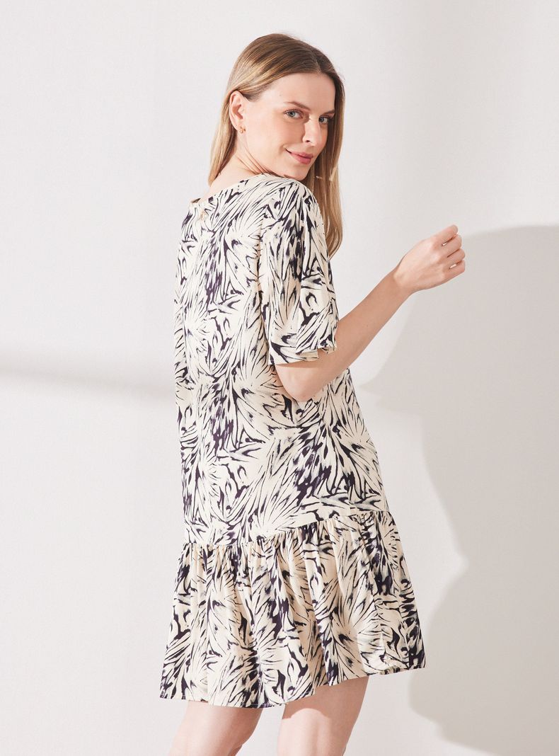 Vestido Estampado Corto con Botones-1