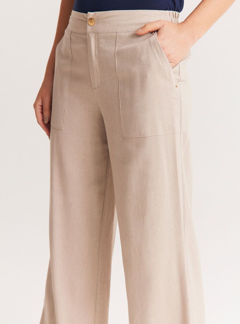 Pantalón de Lino Cintura Elasticada-2