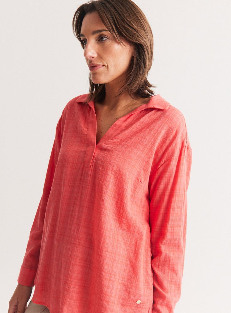 Blusa Escote V Diseño Liso-2