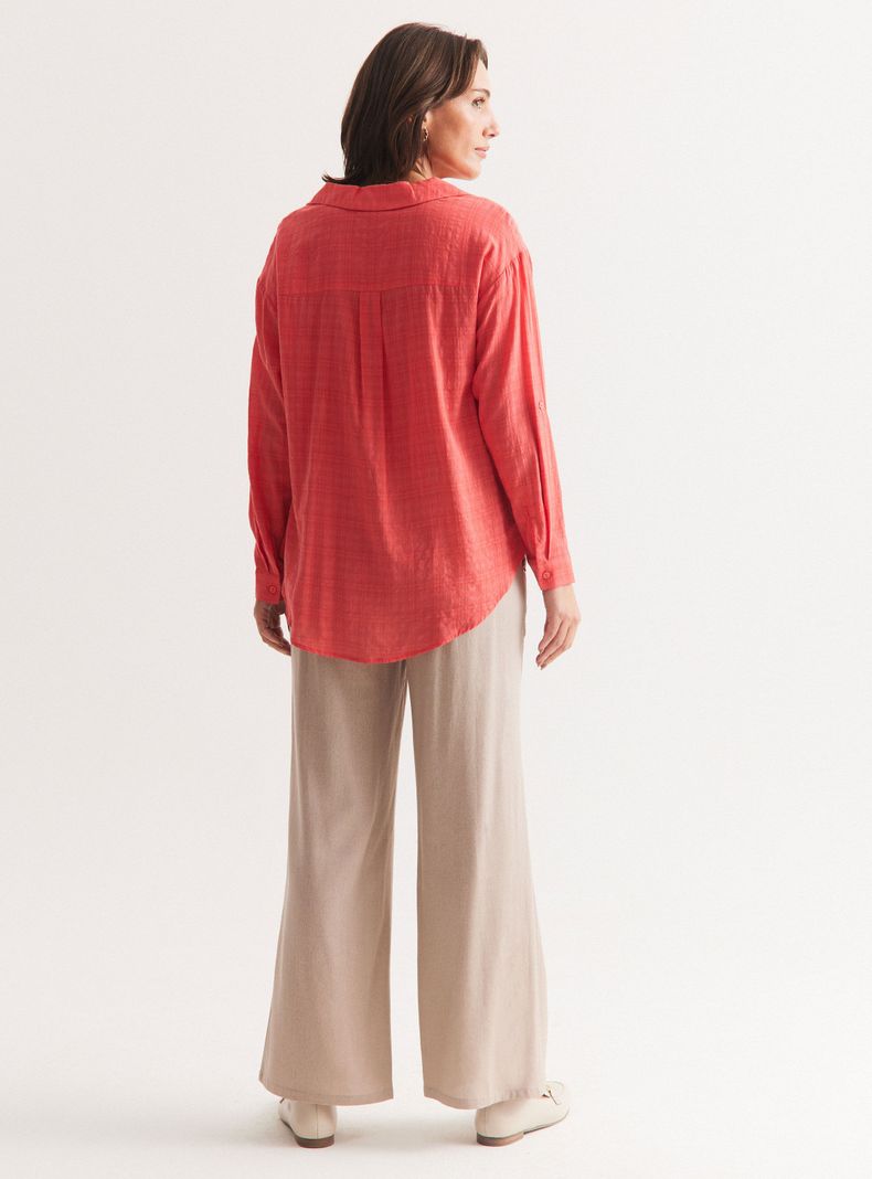 Blusa Escote V Diseño Liso-5