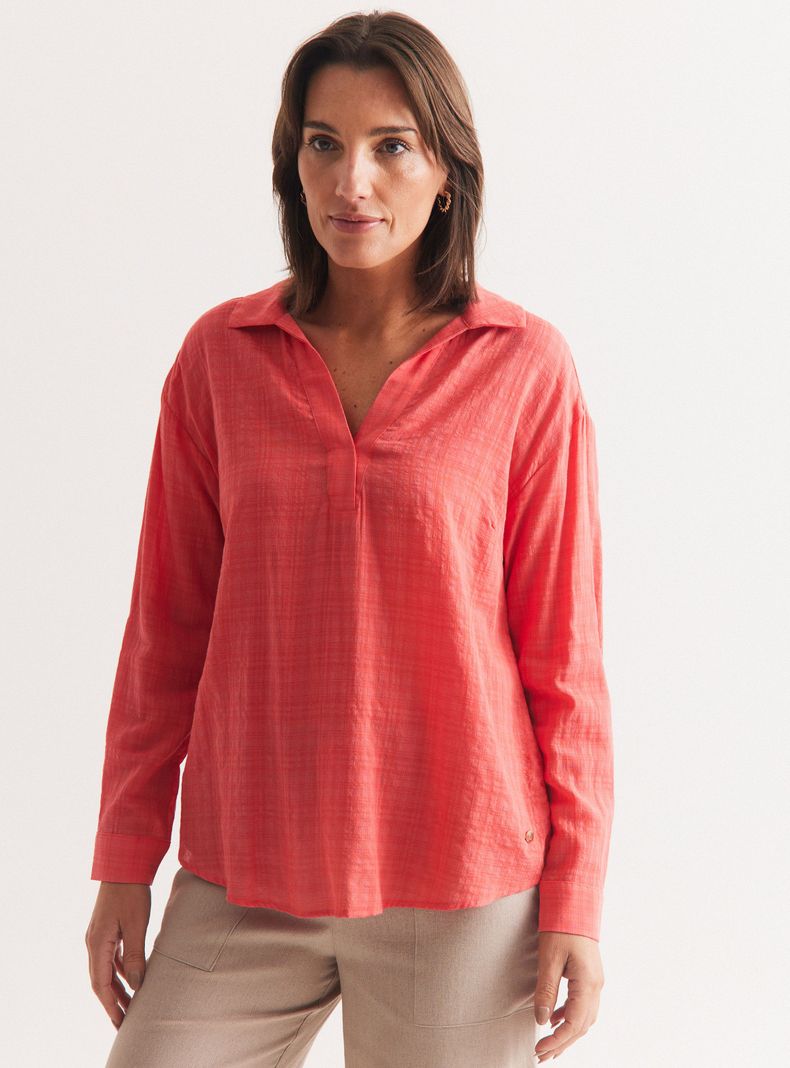 Blusa Escote V Diseño Liso-0