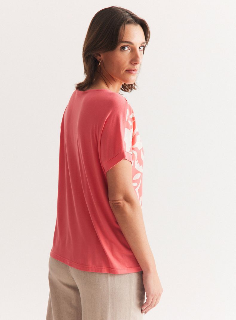 Polera Mix Telas Cut-Out en Escote-1