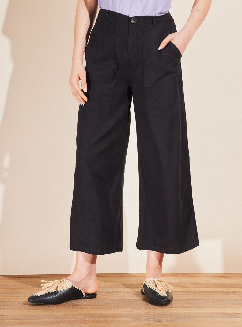 Pantalón Crop de Lino-0