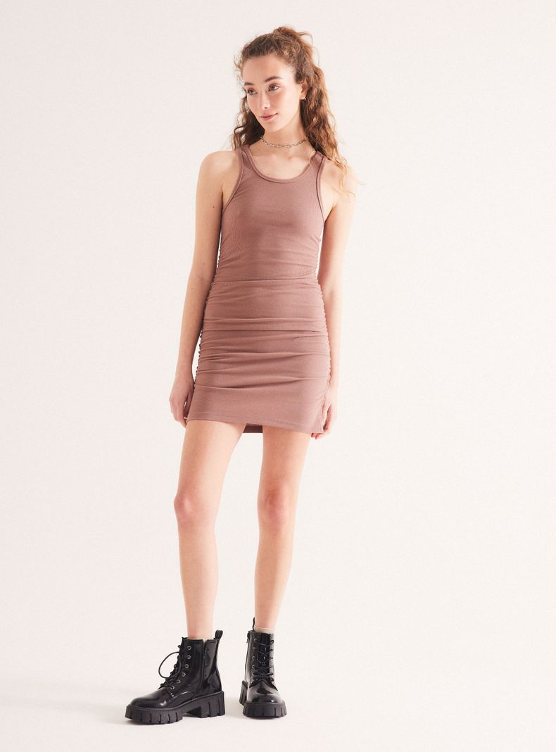 Vestido Rib Fruncidos Costado-4