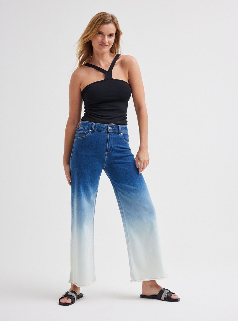 Jeans Slim de Pierna Ancha Color en Degradé-4