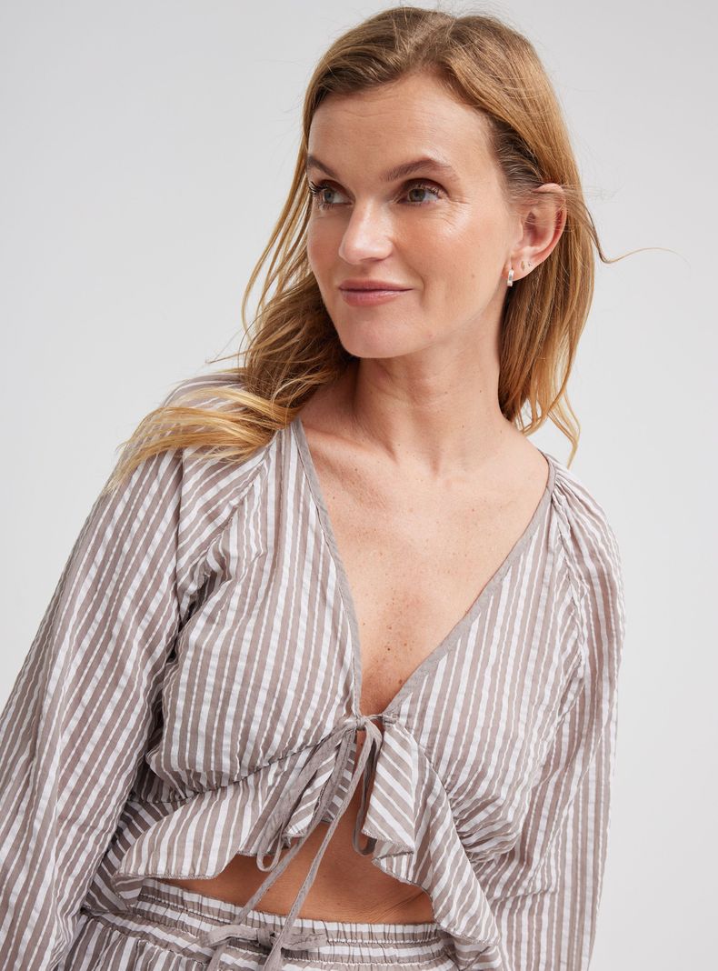 Blusa Crop Vuelos Rayada Hecho en Italia-2