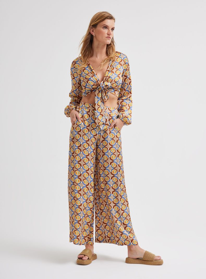 Pantalón Palazzo Estampado Hecho en Italia-4
