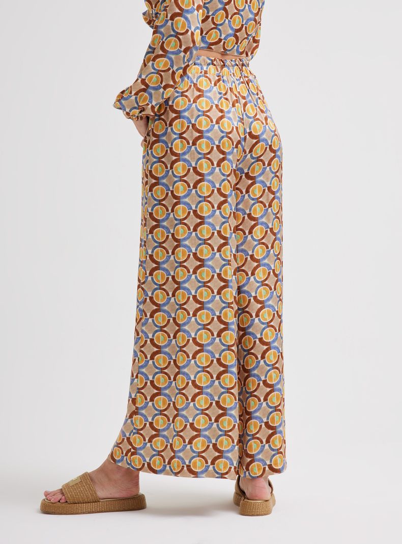 Pantalón Palazzo Estampado Hecho en Italia-1