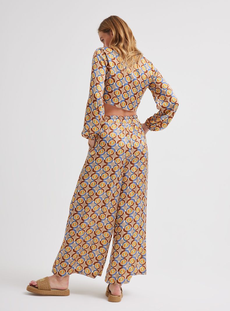 Pantalón Palazzo Estampado Hecho en Italia-5