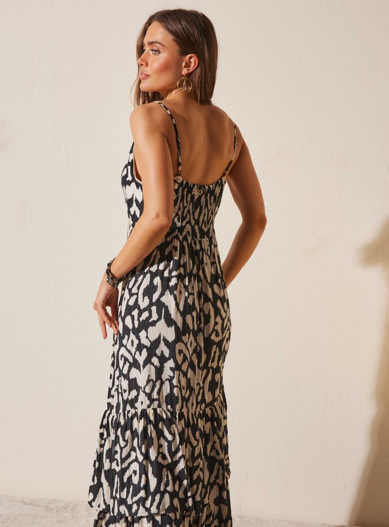 Vestido Tela con Hilo de Lurex y Capas en Ruedo-5