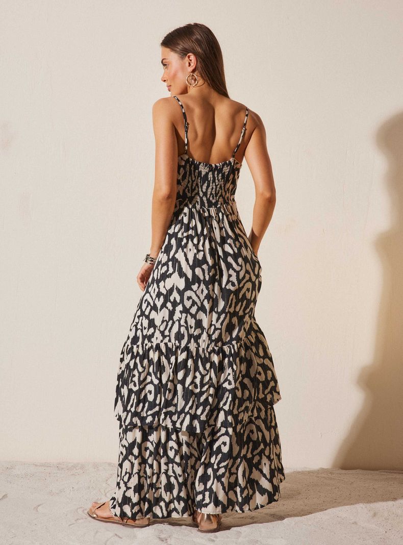 Vestido Tela con Hilo de Lurex y Capas en Ruedo-1