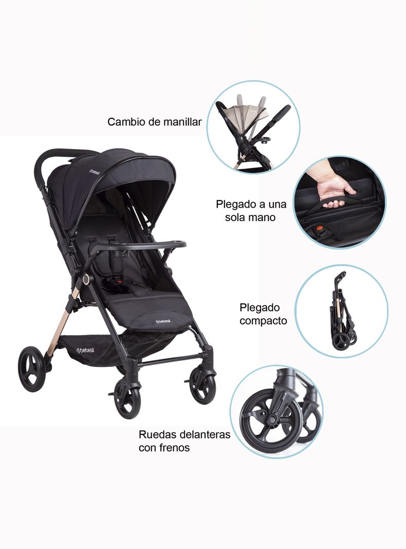 Coche Paseo City Negro Bebesit-5