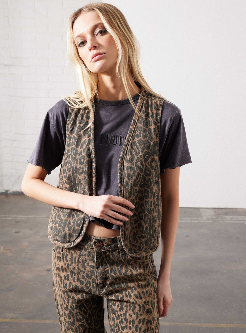 Chaqueta Animal Print sin Mangas-0