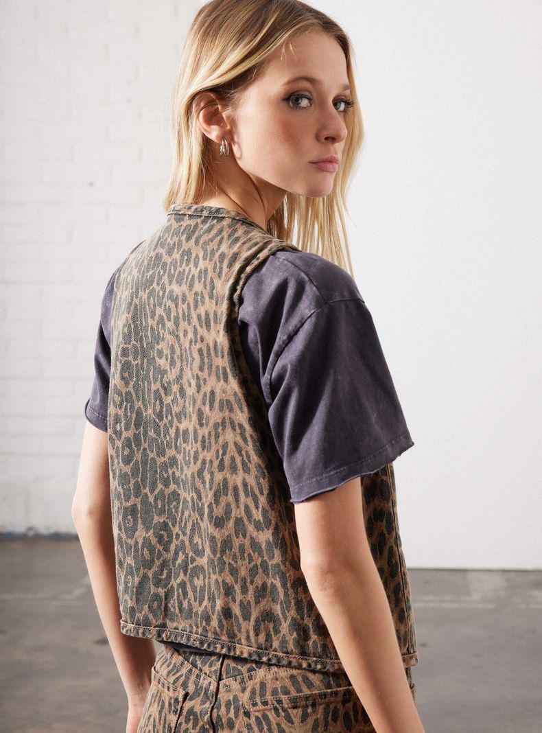 Chaqueta Animal Print sin Mangas-3