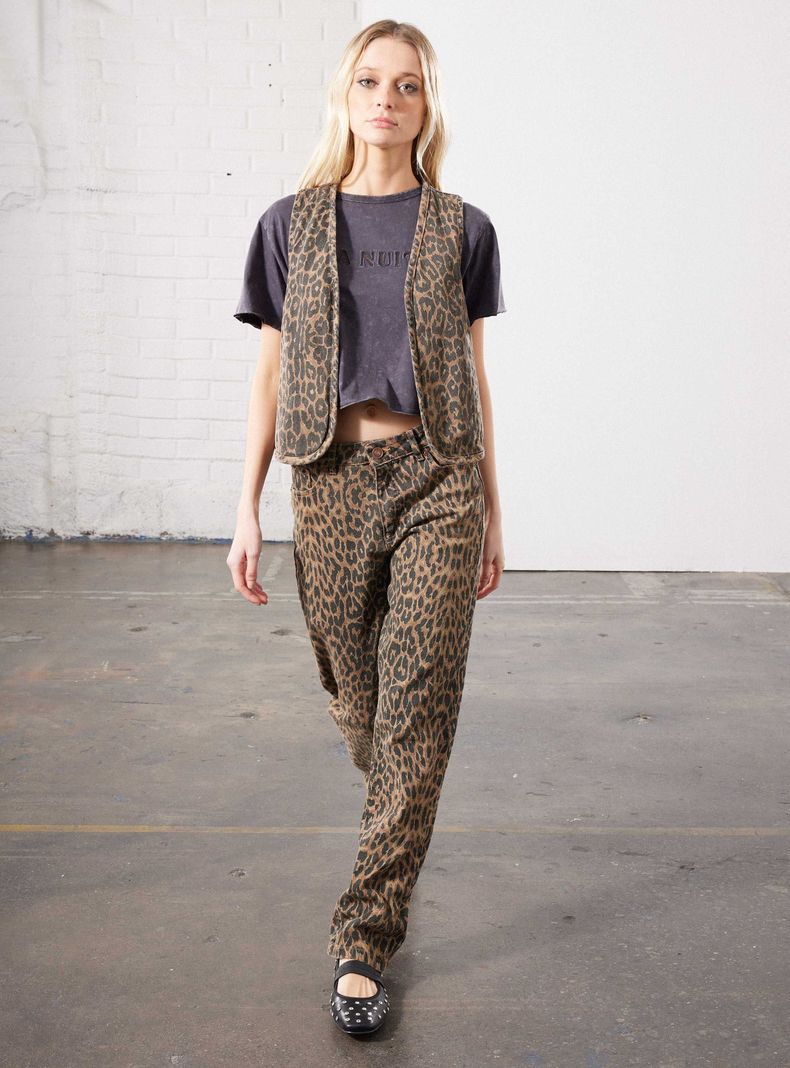 Chaqueta Animal Print sin Mangas-4