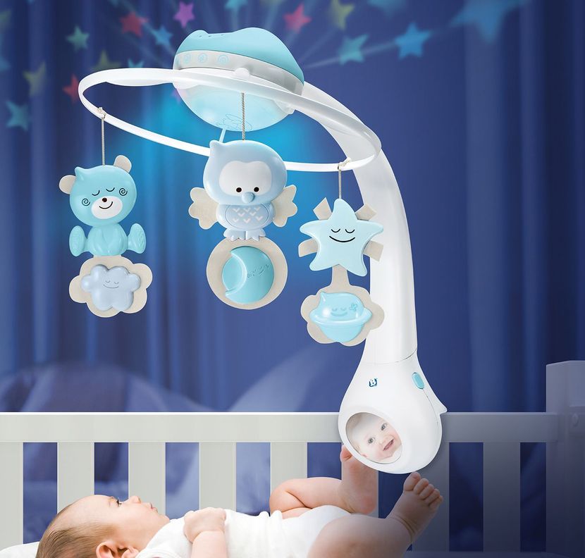 Movil Bebe Proyector Musical 3 en 1 Azul Infantino-2