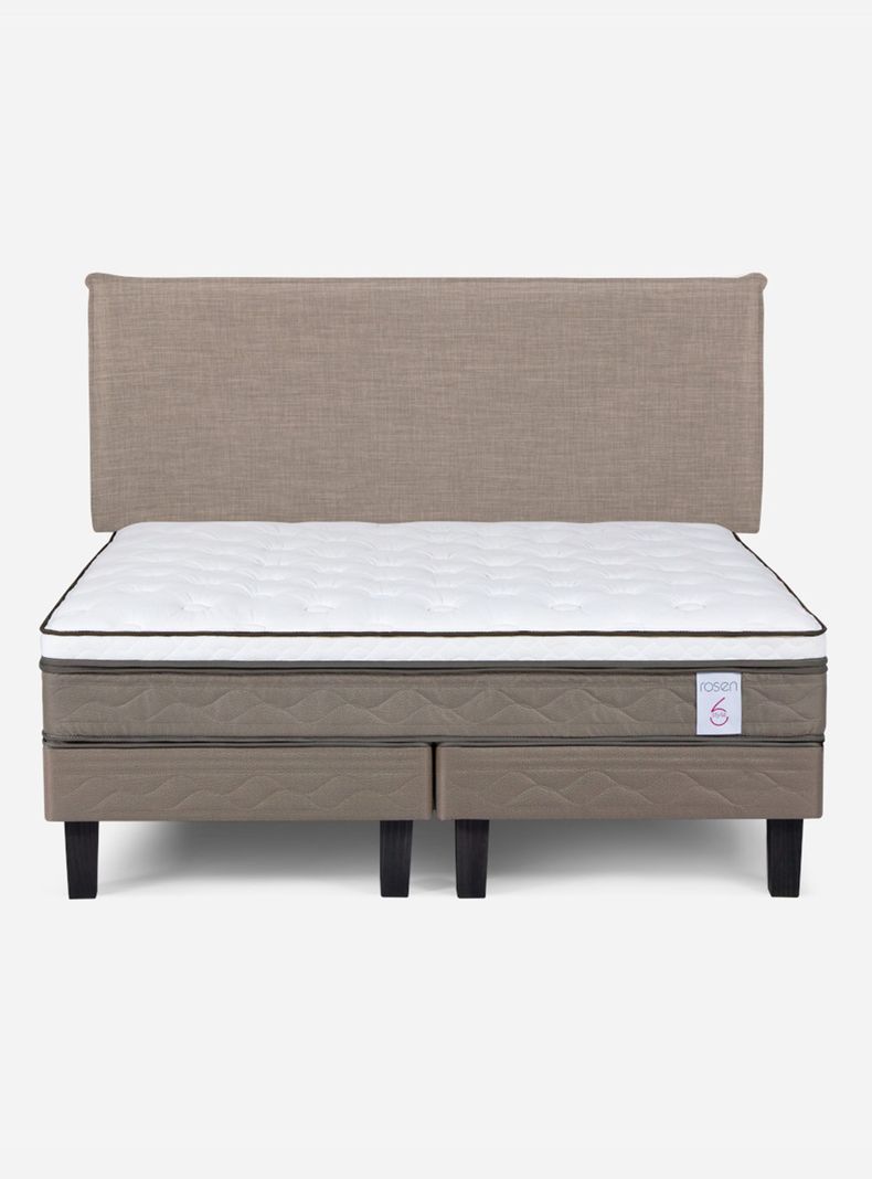 Cama Europea New Style 6 Base Dividida 2 Plazas + Respaldo-1