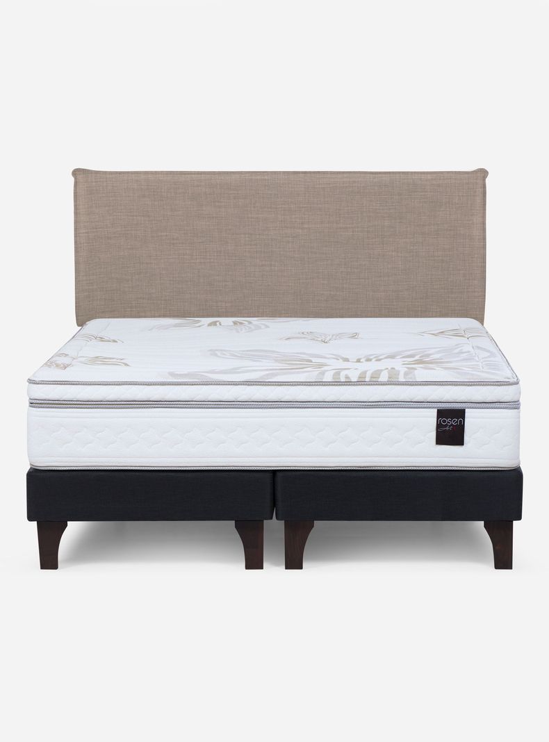 Cama Europea Art 4 2 Plazas Base Dividida + Respaldo Maurice Beige-1