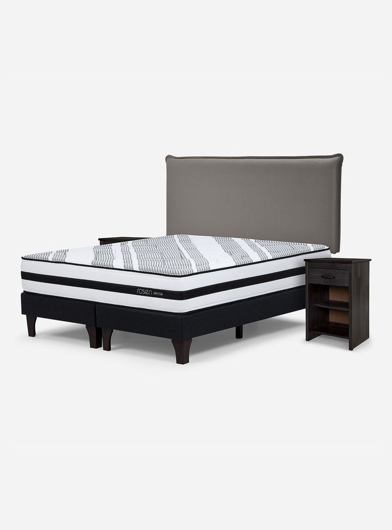 Cama Europea Driven 2 Plazas Base Dividida + Set Muebles Maurice Gris-0