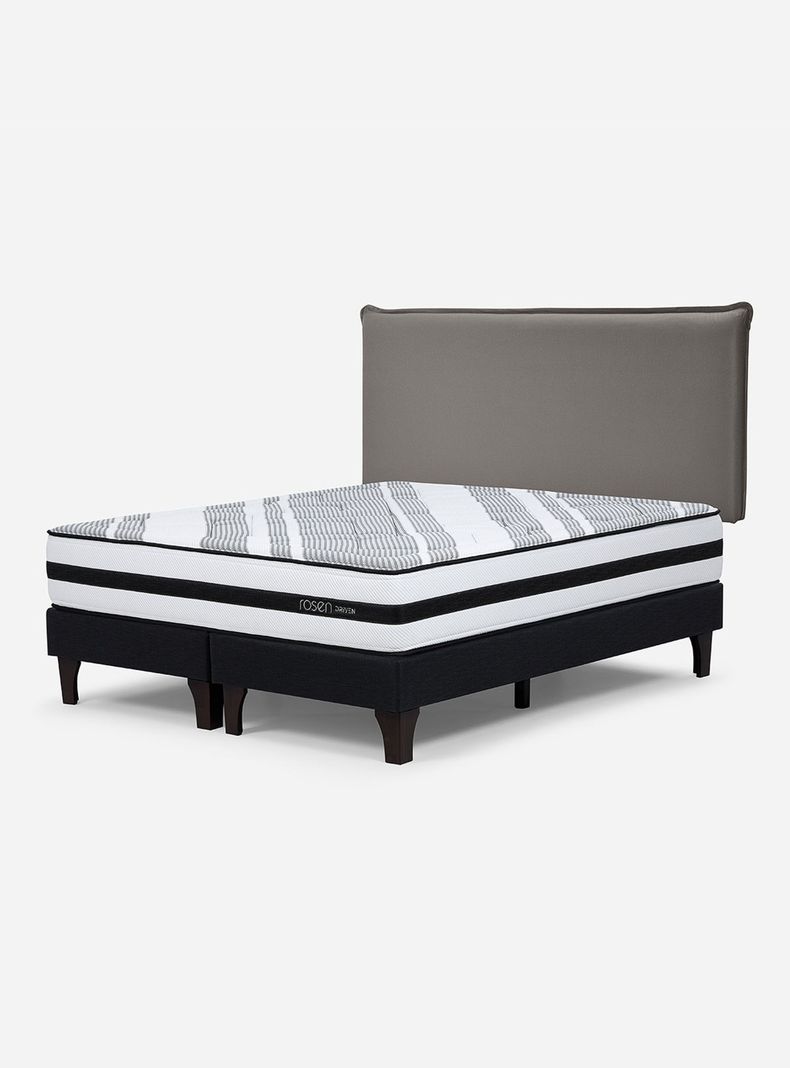Cama Europea Driven 2 Plazas Base Dividida + Respaldo Maurice Gris-0