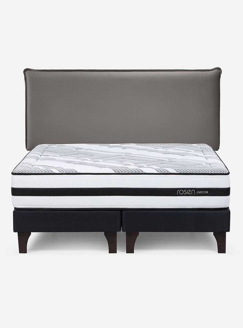 Cama Europea Driven 2 Plazas Base Dividida + Respaldo Maurice Gris-1