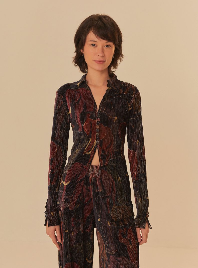 Blusa con Botones Efecto Arrugada-0