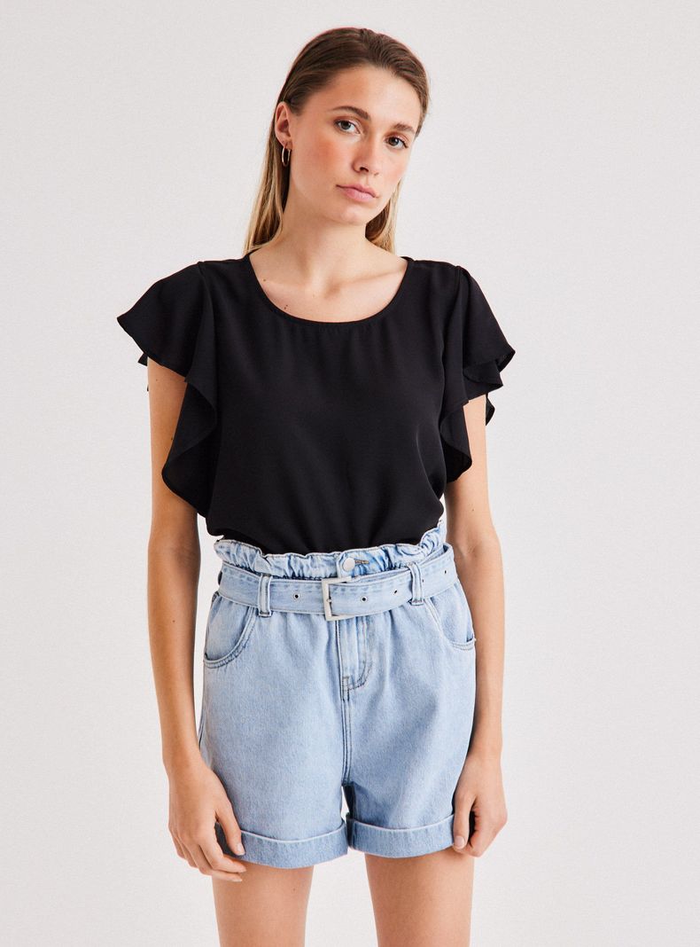 Blusa Básica Color con Manga de Vuelo-0