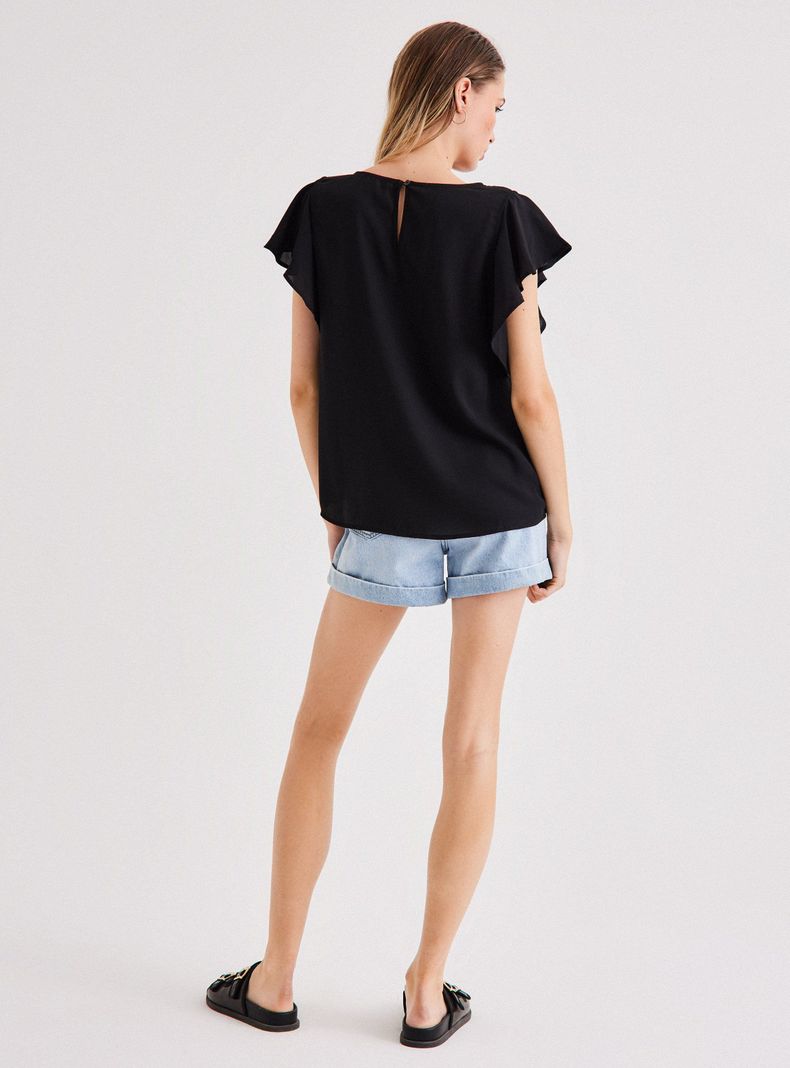 Blusa Básica Color con Manga de Vuelo-5