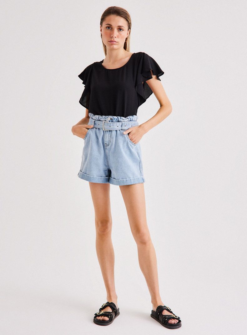 Blusa Básica Color con Manga de Vuelo-4