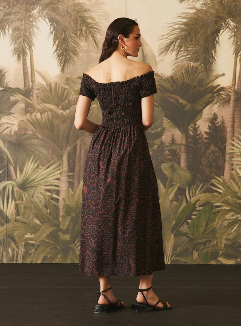 Vestido Hombros Descubiertos y Torso Elasticado-5