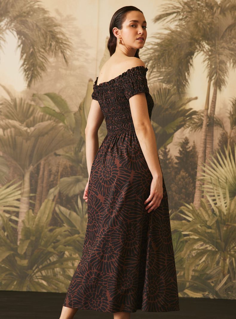 Vestido Hombros Descubiertos y Torso Elasticado-1