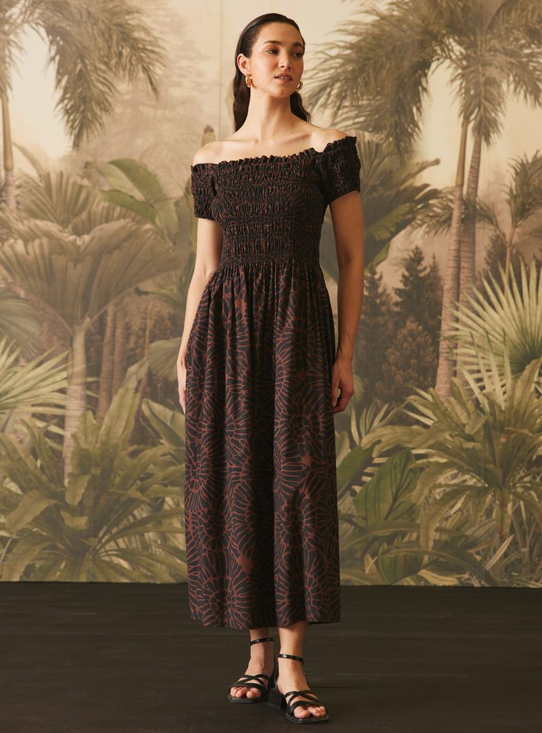 Vestido Hombros Descubiertos y Torso Elasticado-4