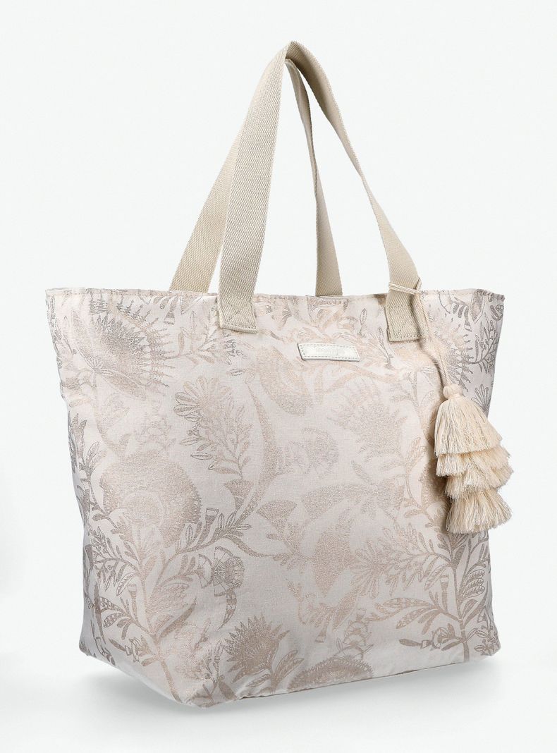 Cartera Totebag Estampado con Pompóm Decorativo-1