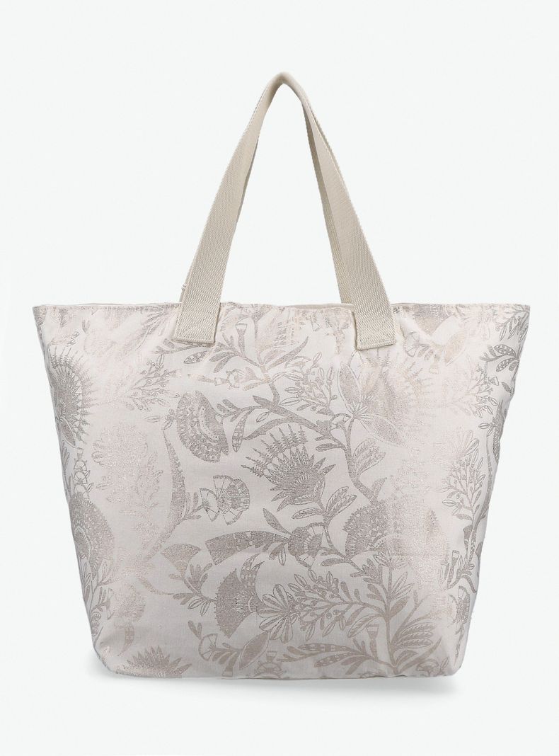 Cartera Totebag Estampado con Pompóm Decorativo-2