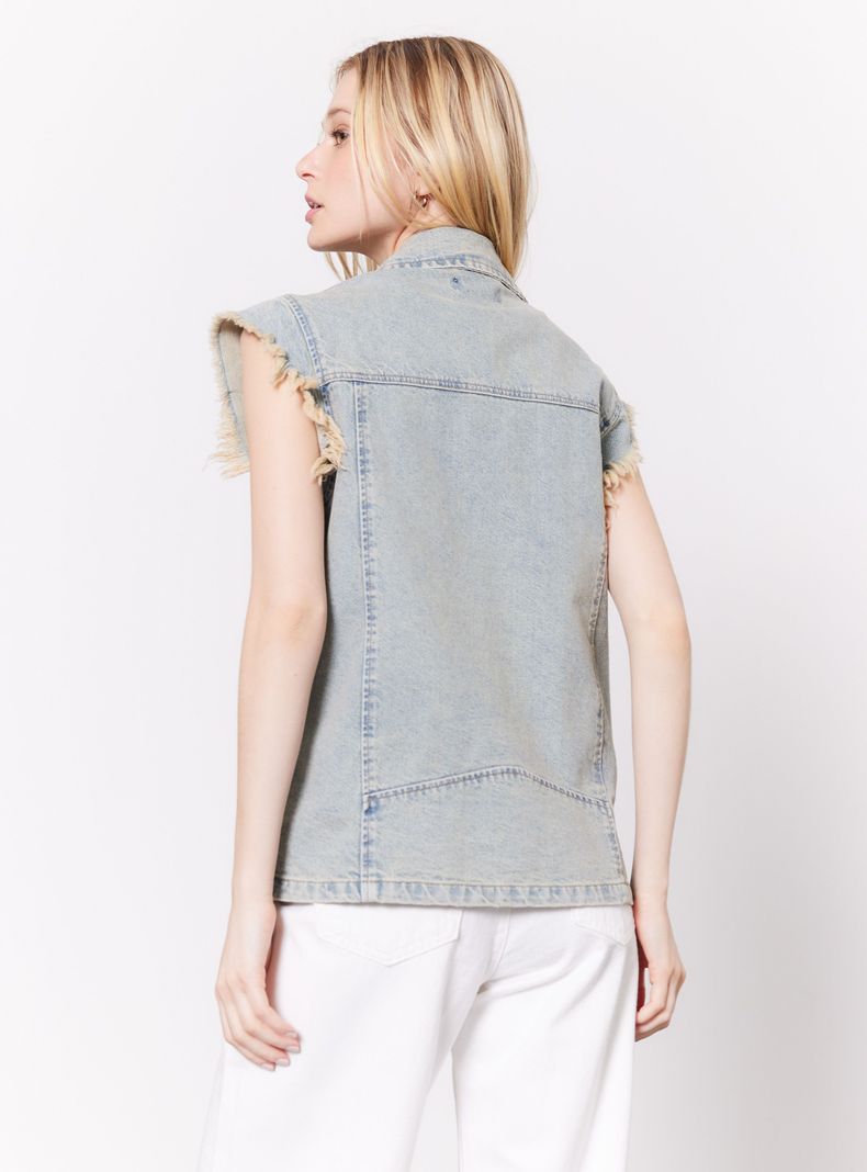 Chaqueta Biker sin Mangas y Bolsillo-1