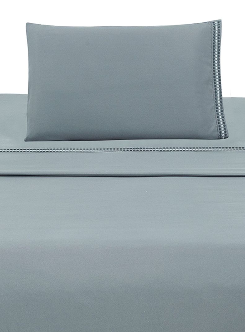 Juego de Sábanas Bordada Gris 1.5 Plazas