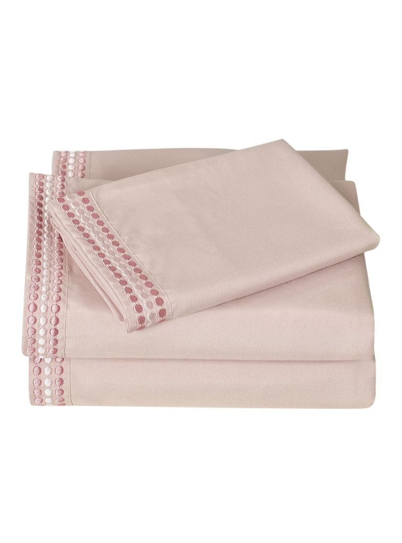 Juego de Sábanas Bordada Rosa 1.5 Plazas-2